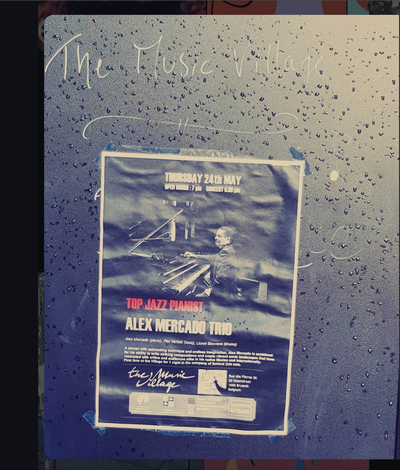 Alex Mercado Trio poster at The Music Village Brussels, 24 May 2018