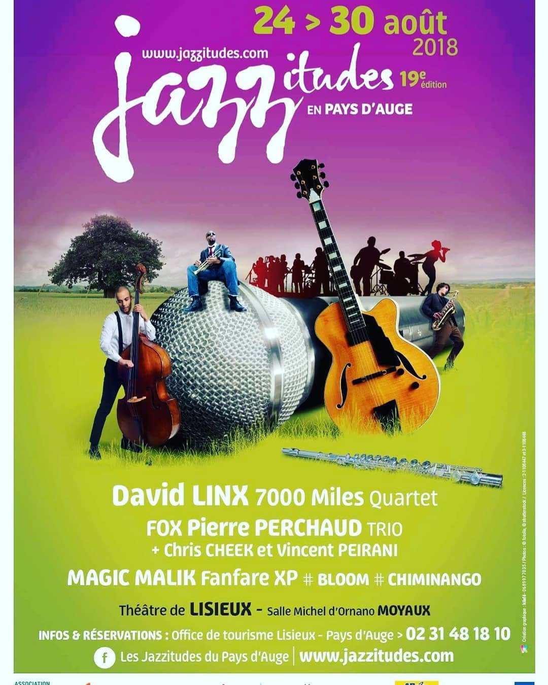 Jazzitudes 2018 poster with FOX, Chris Cheek and Vincent Peirani, Lisieux