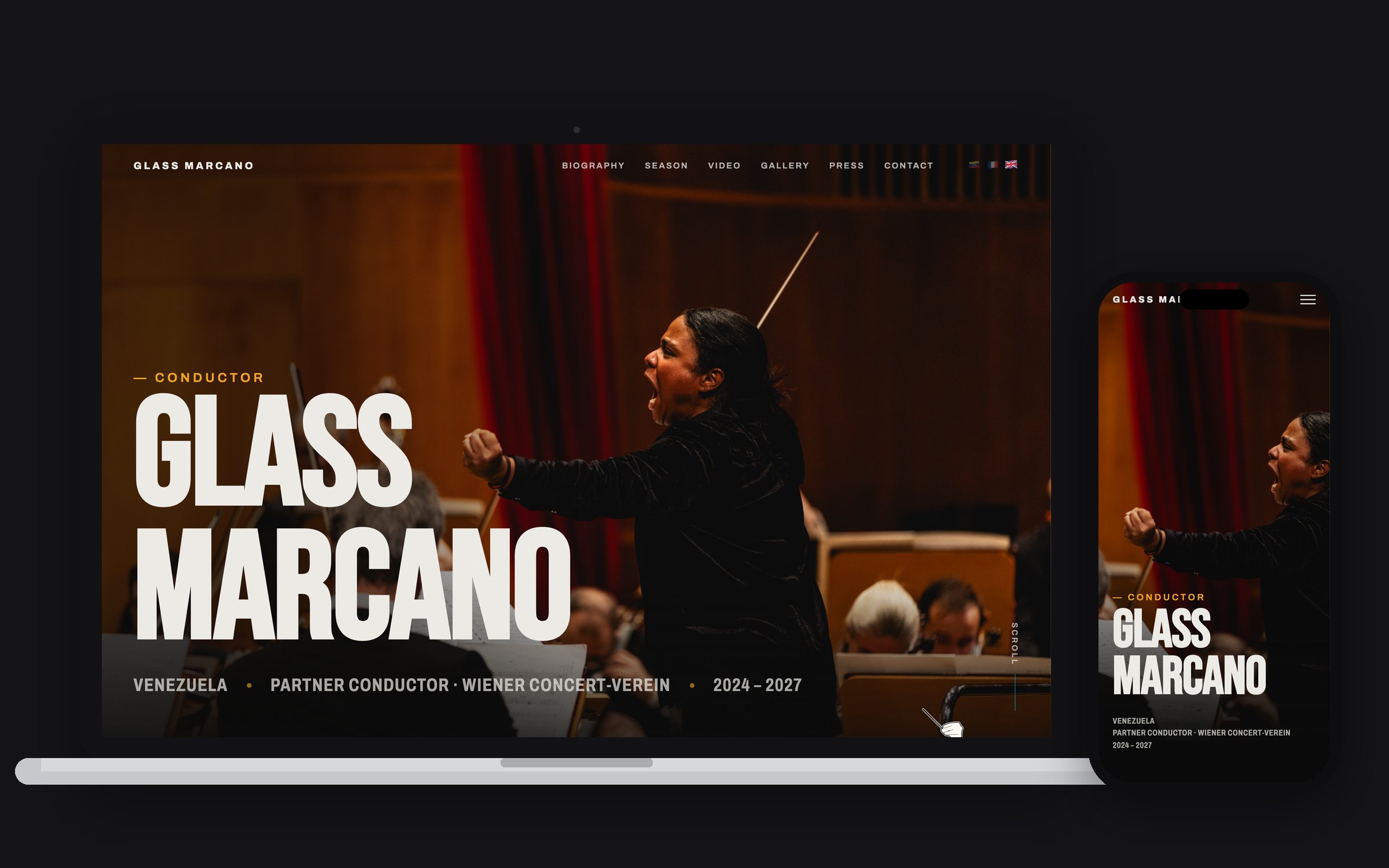 glassmarcano.com hero on laptop and phone