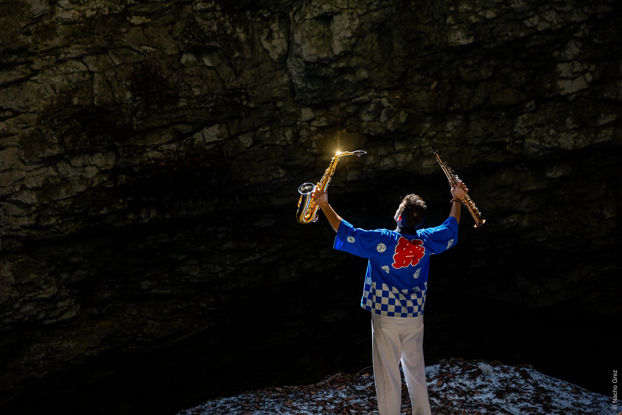 Grégory Sallet with saxophone, photo by Ignacio Grez