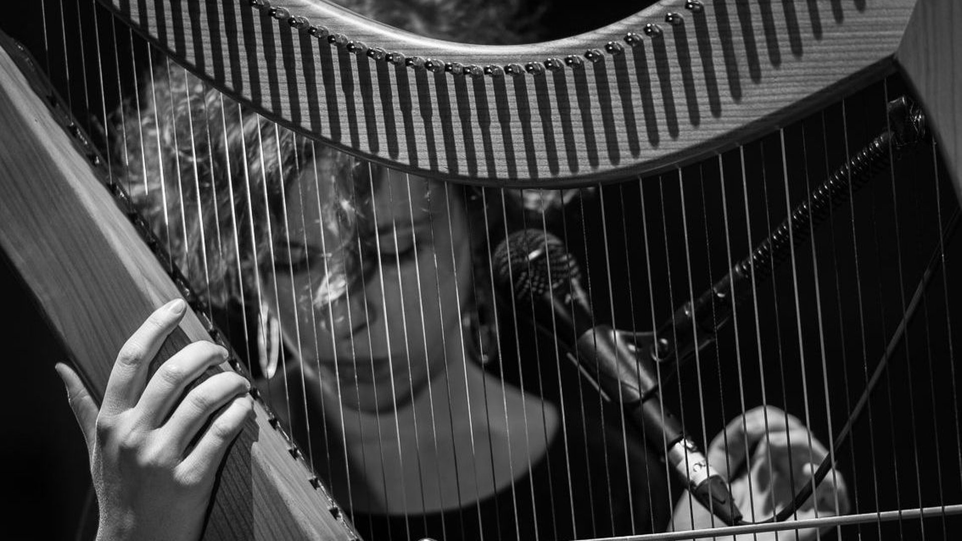 Laura Perrudin at the harp, photo by Christophe Charpenel
