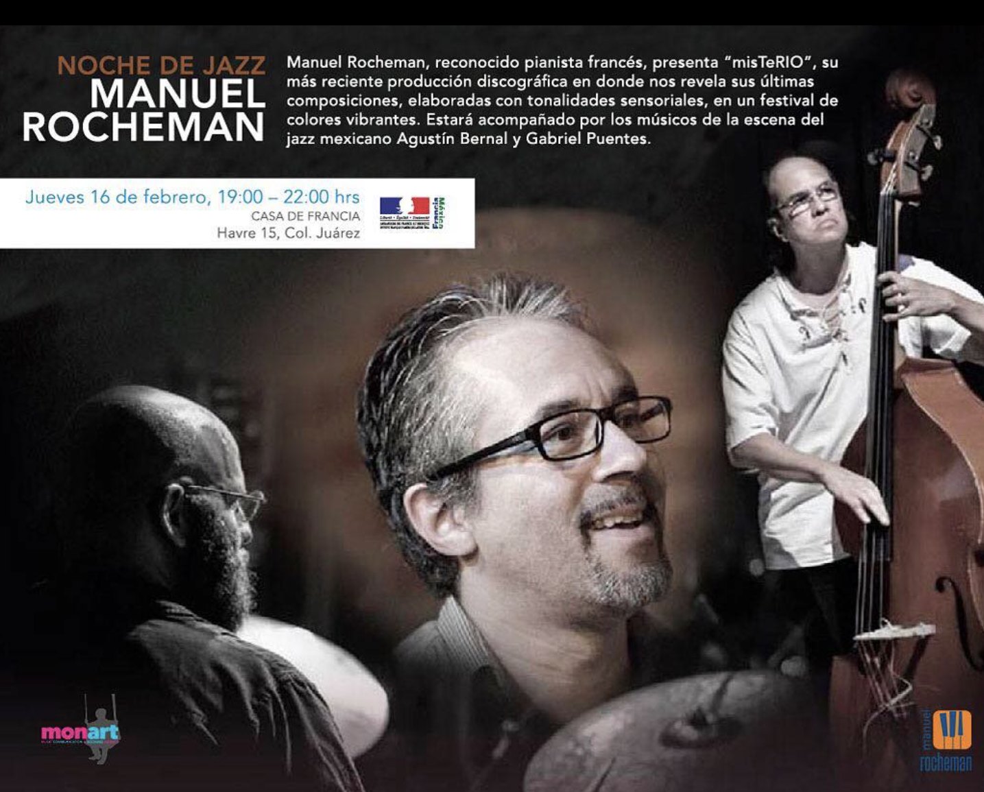 Noche de Jazz Manuel Rocheman poster, Casa de Francia Mexico City, 16 February 2017