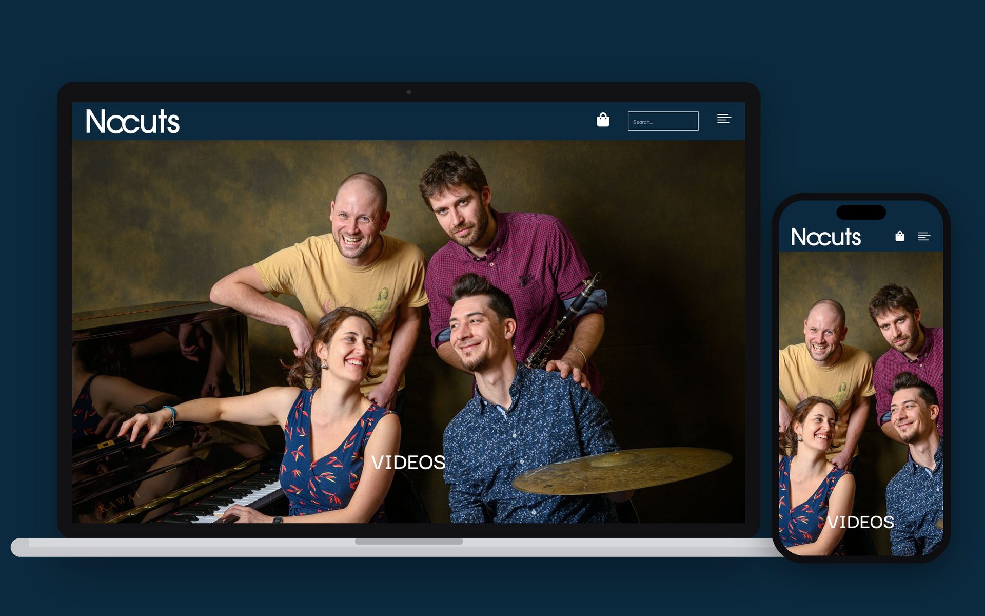 Videos page on laptop and phone