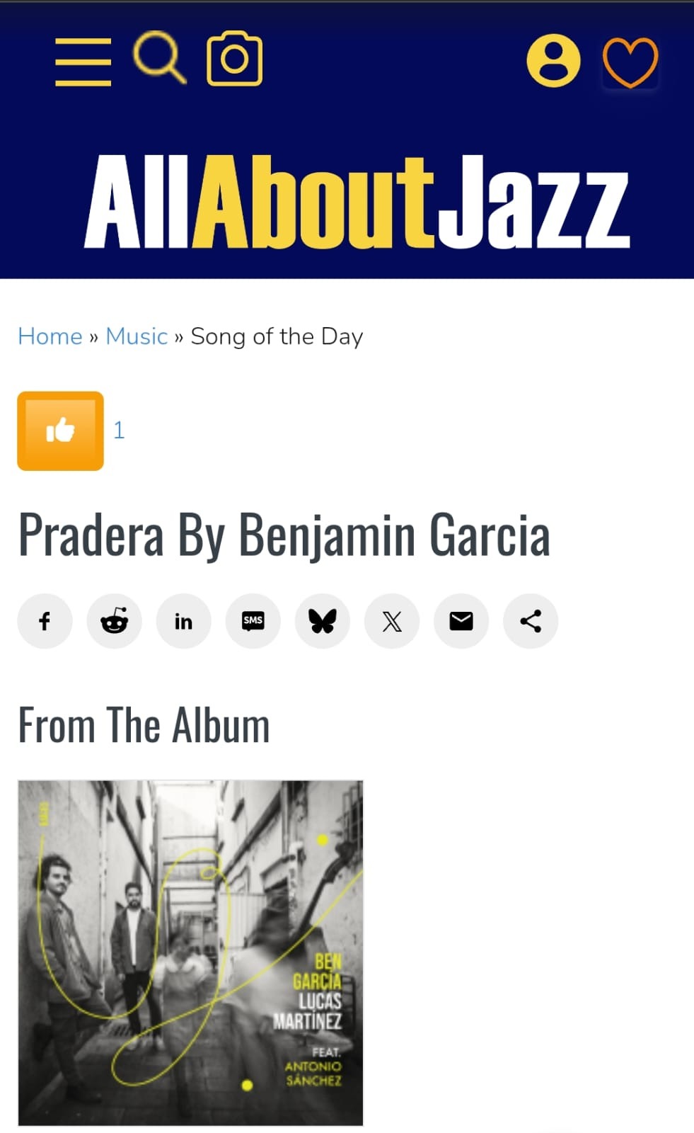 All About Jazz Song of the Day: Pradera by Benjamin García