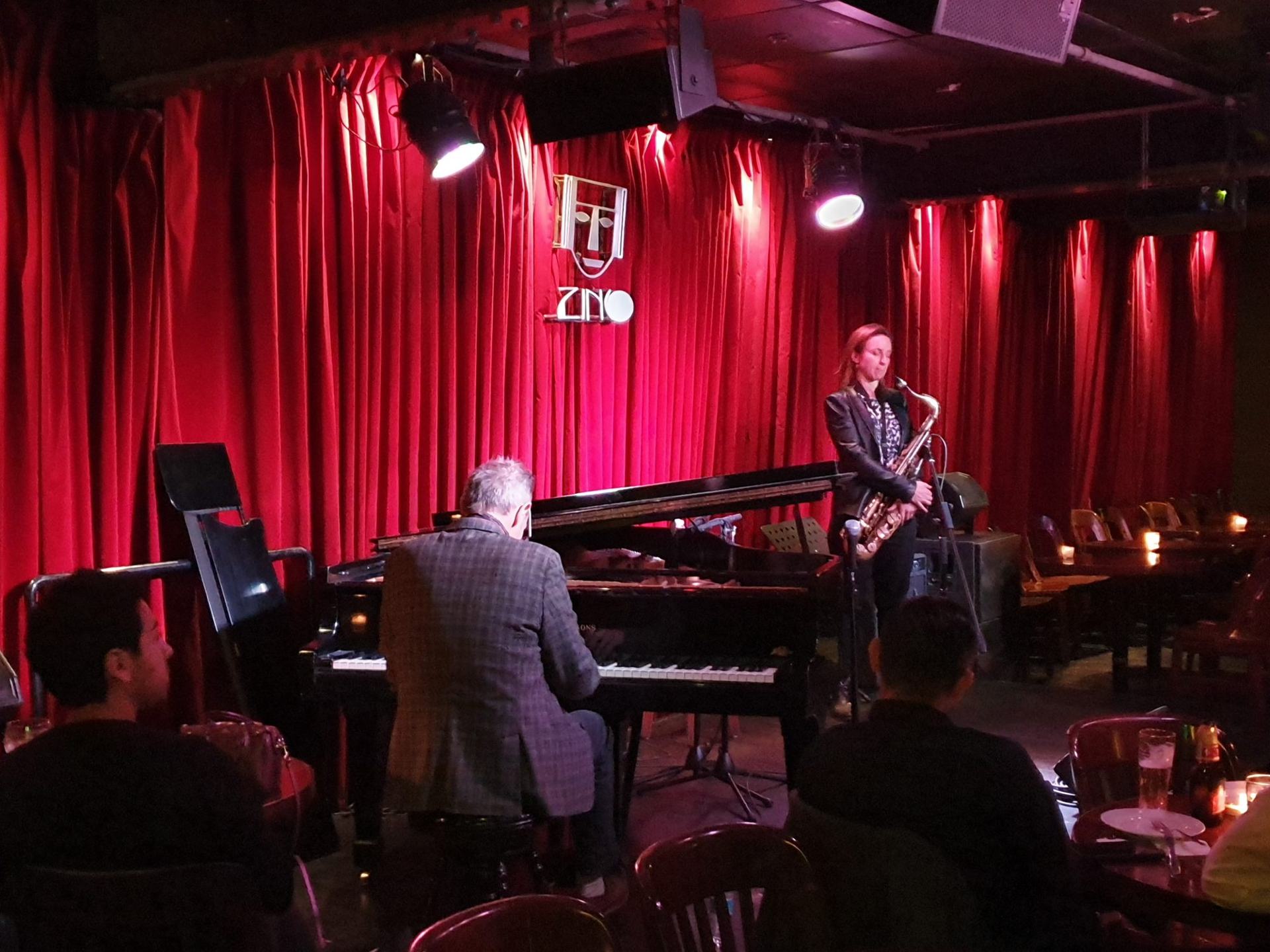 Sikora Culpo Duo, saxophone and piano, at the Zinco Jazz Club, Mexico City, March 2019