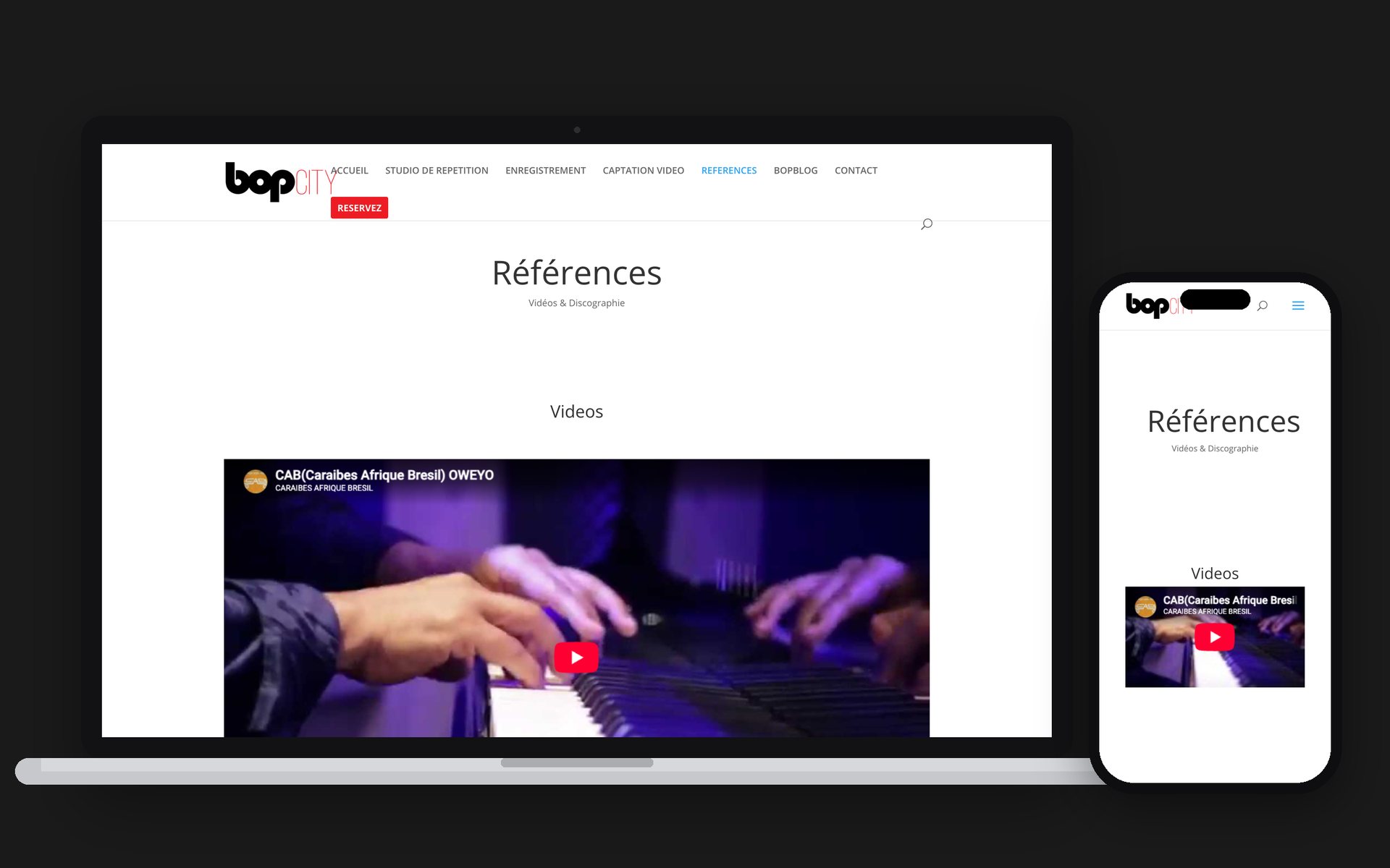 References page on laptop and phone